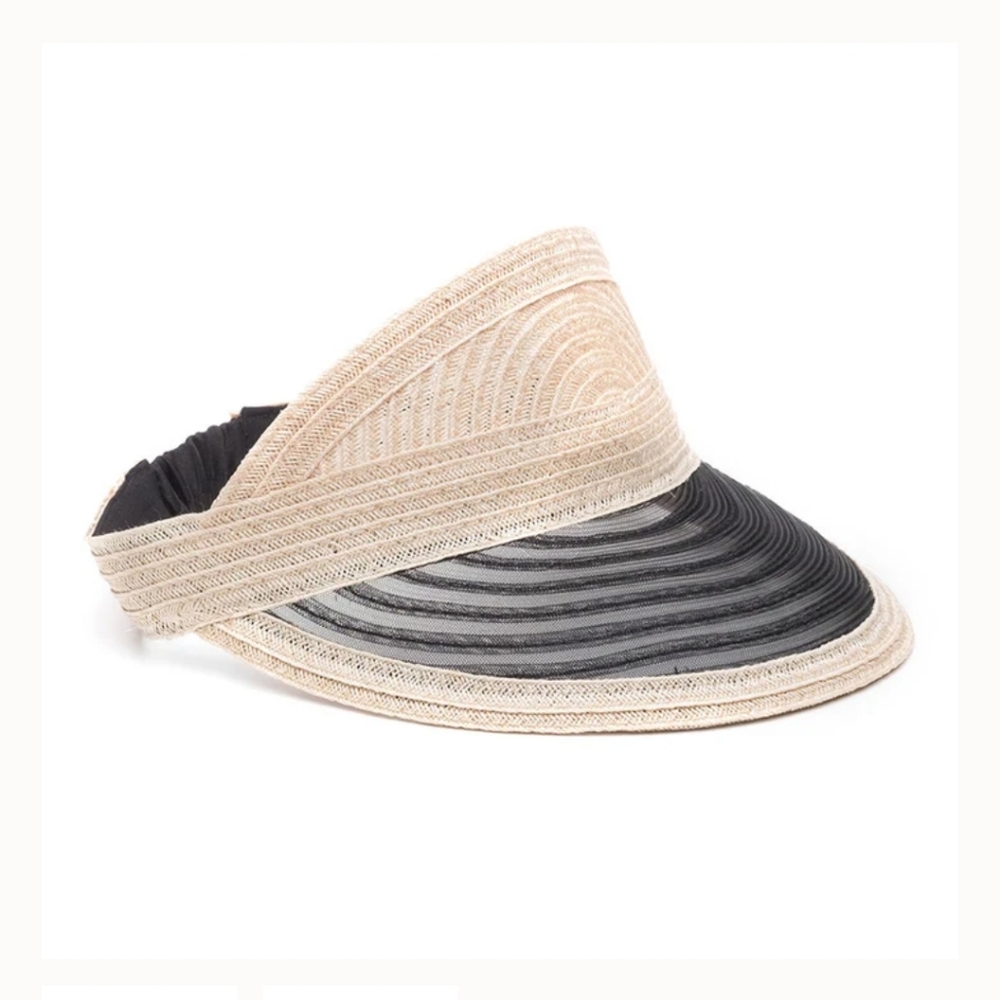 Eugenia Kim VICKY Straw Woven Weave Mesh Sun Visor Hat Accessory Natural - Picture 9 of 9